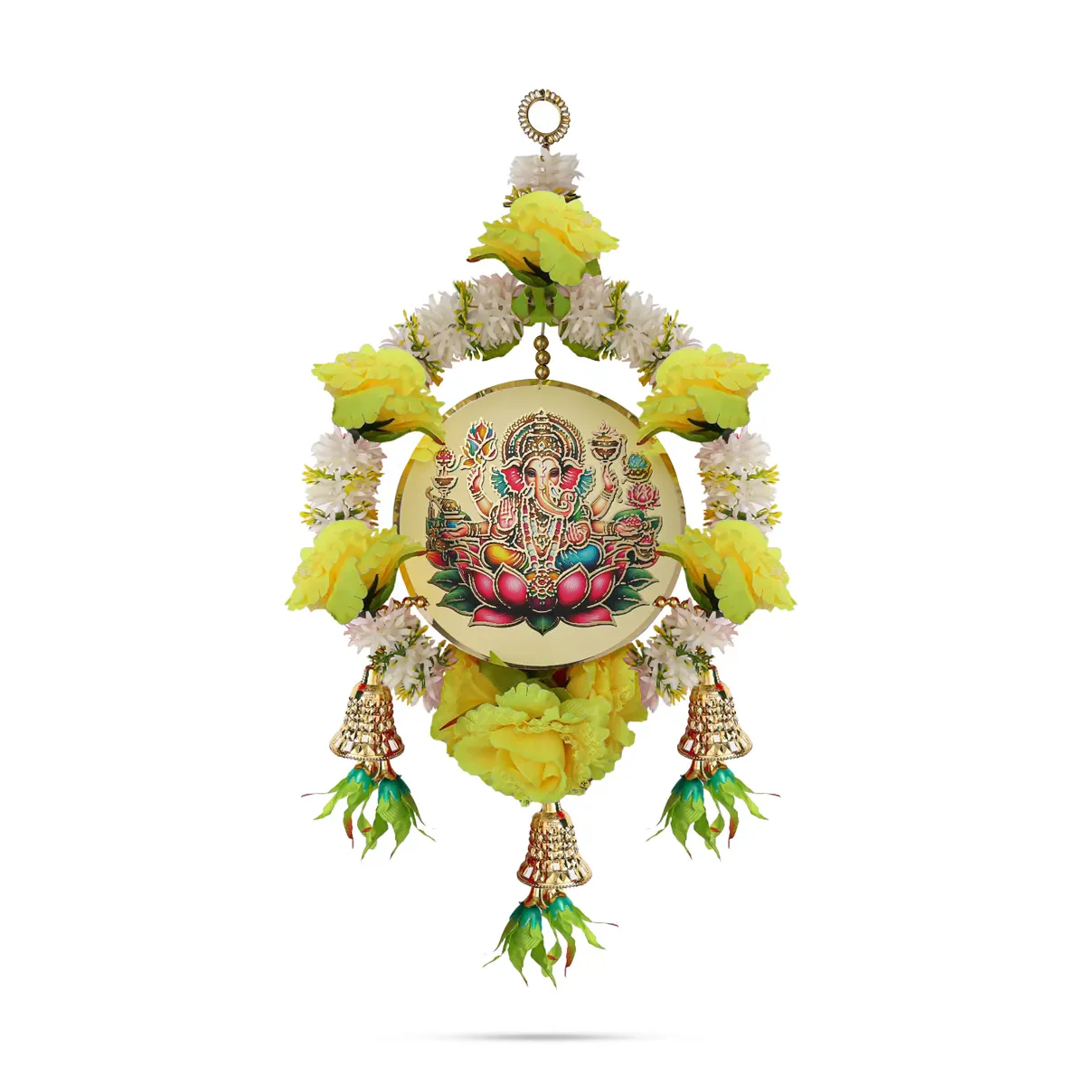 Lord Ganesha Wall Hanging - 20 Inches | Decorative Flower Hanging/ Traditional Toran For Home & Pooja Decor - Image 4