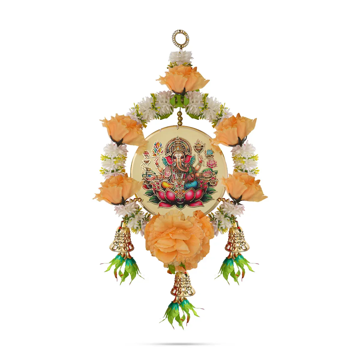 Lord Ganesha Wall Hanging - 20 Inches | Decorative Flower Hanging/ Traditional Toran For Home & Pooja Decor - Image 6