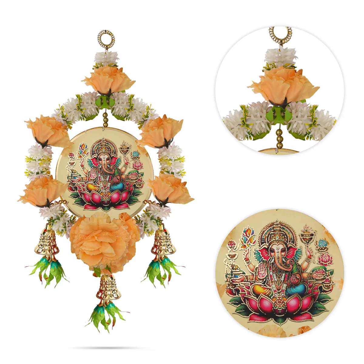 Lord Ganesha Wall Hanging - 20 Inches | Decorative Flower Hanging/ Traditional Toran For Home & Pooja Decor - Image 7