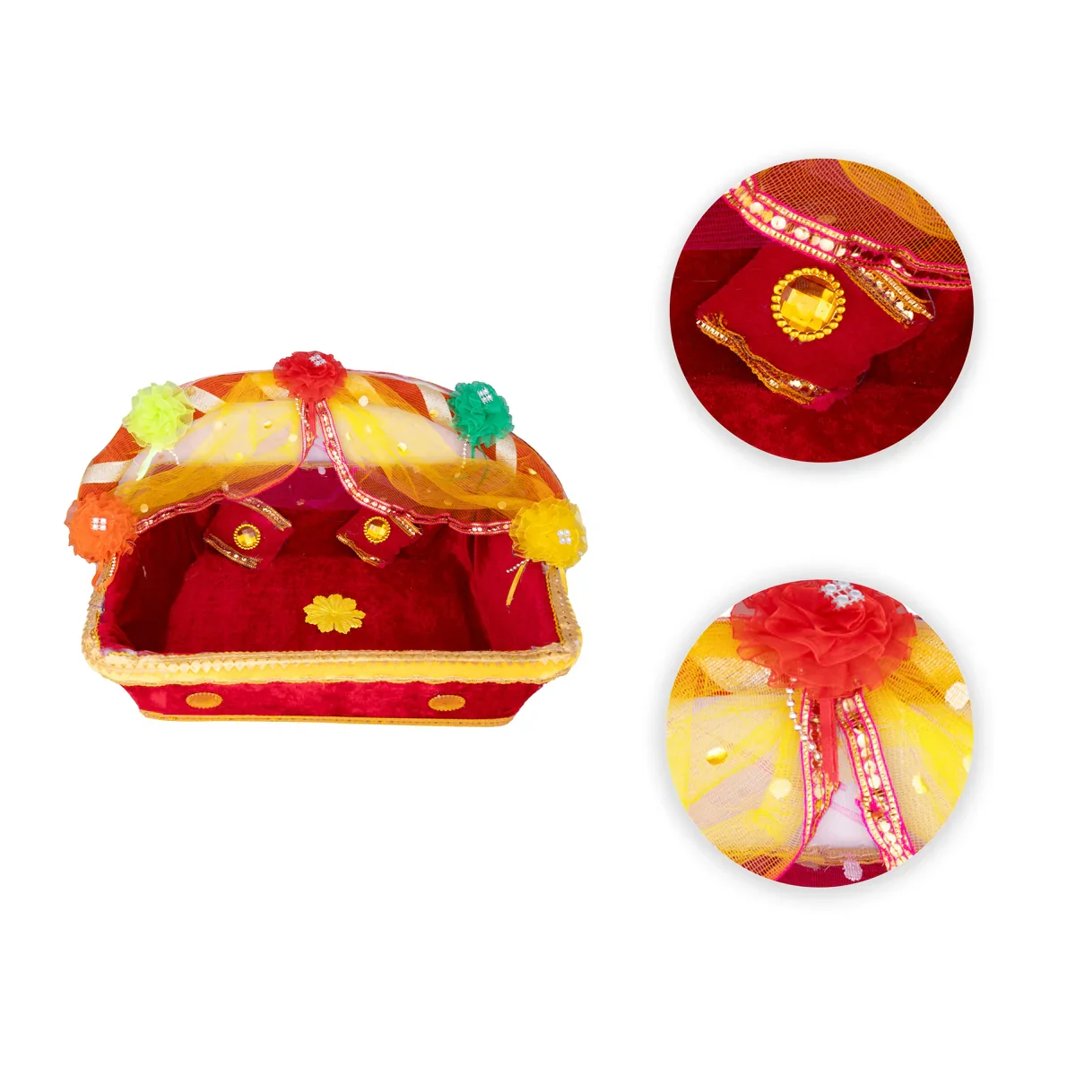Lord Krishna Carry Basket with Handle - 10 x 10 Inches | Tokri Basket for Laddu Gopal - Image 4