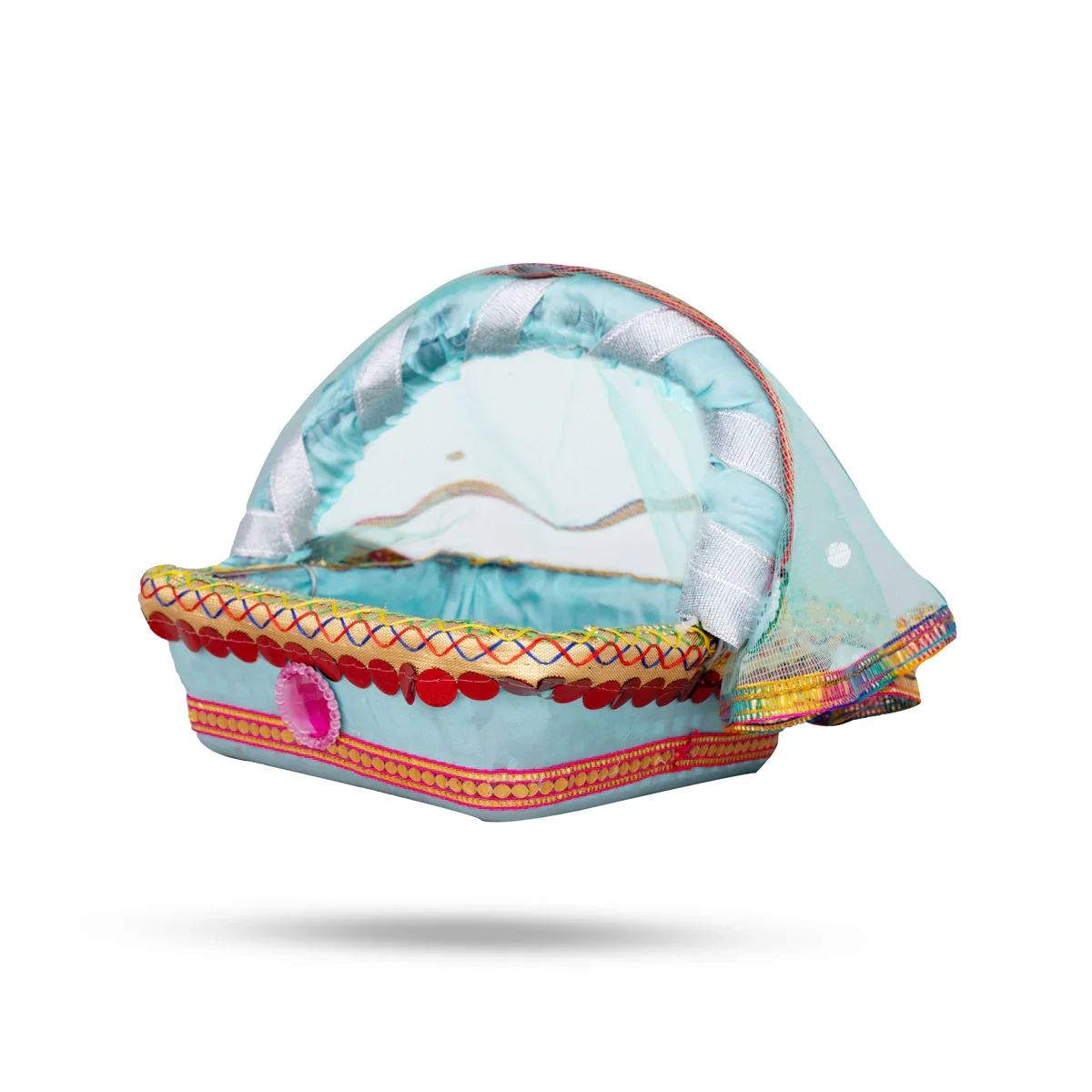 Lord Krishna Carry Basket with Handle - 6 x 6 Inches | Tokri Basket for Laddu Gopal - Image 3