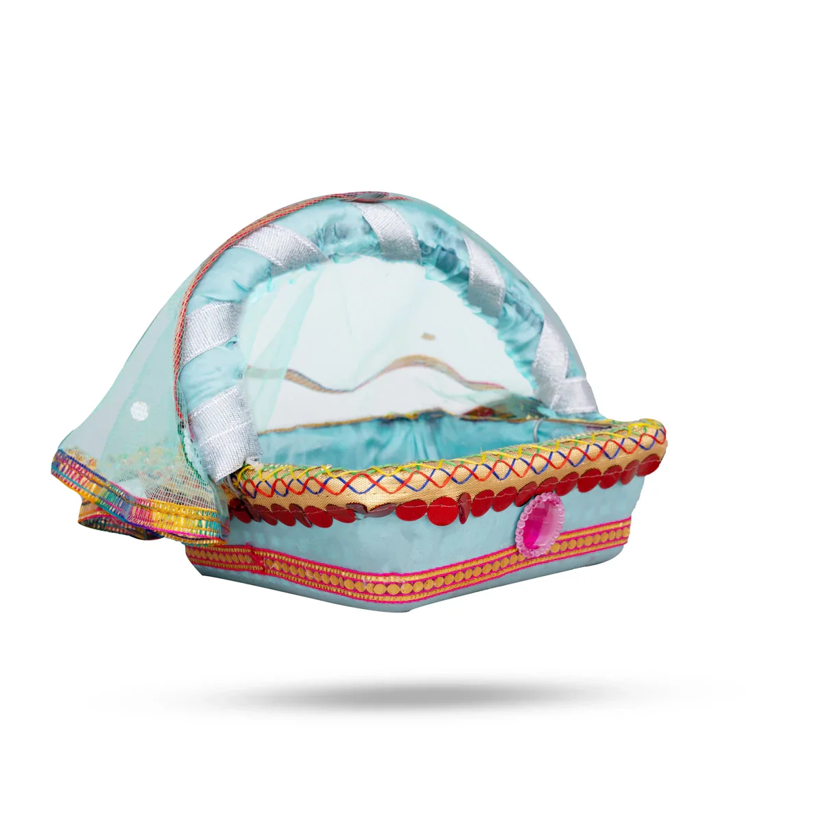 Lord Krishna Carry Basket with Handle - 6 x 6 Inches | Tokri Basket for Laddu Gopal - Image 4
