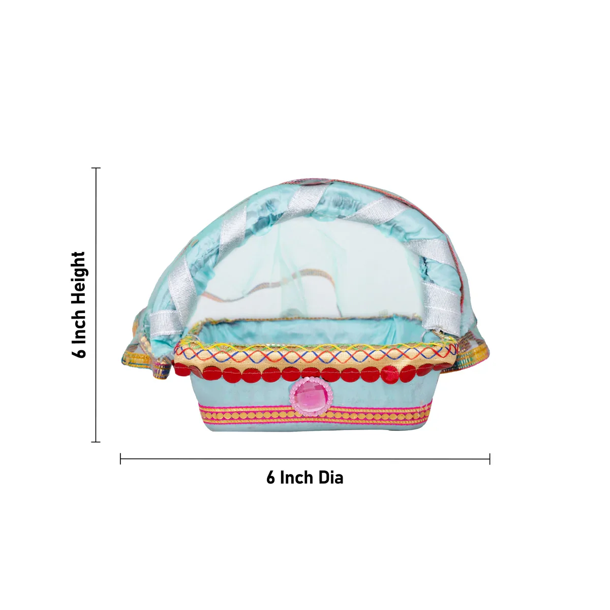 Lord Krishna Carry Basket with Handle - 6 x 6 Inches | Tokri Basket for Laddu Gopal - Image 6