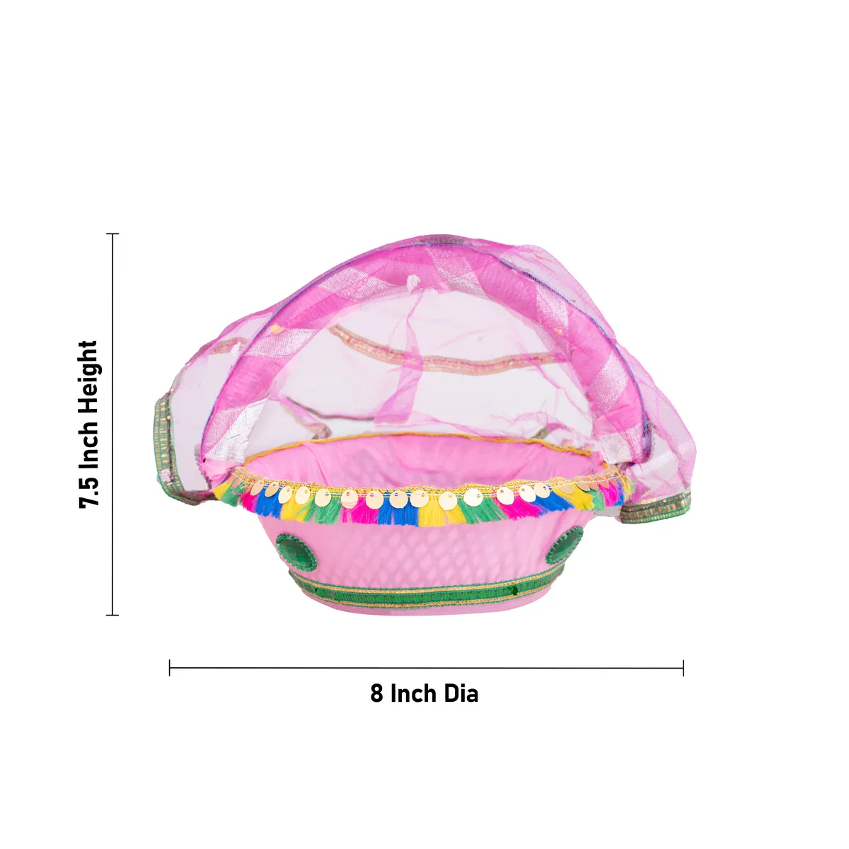 Lord Krishna Carry Basket with Handle - 7.5 x 8 Inches | Tokri Basket for Laddu Gopal - Image 4