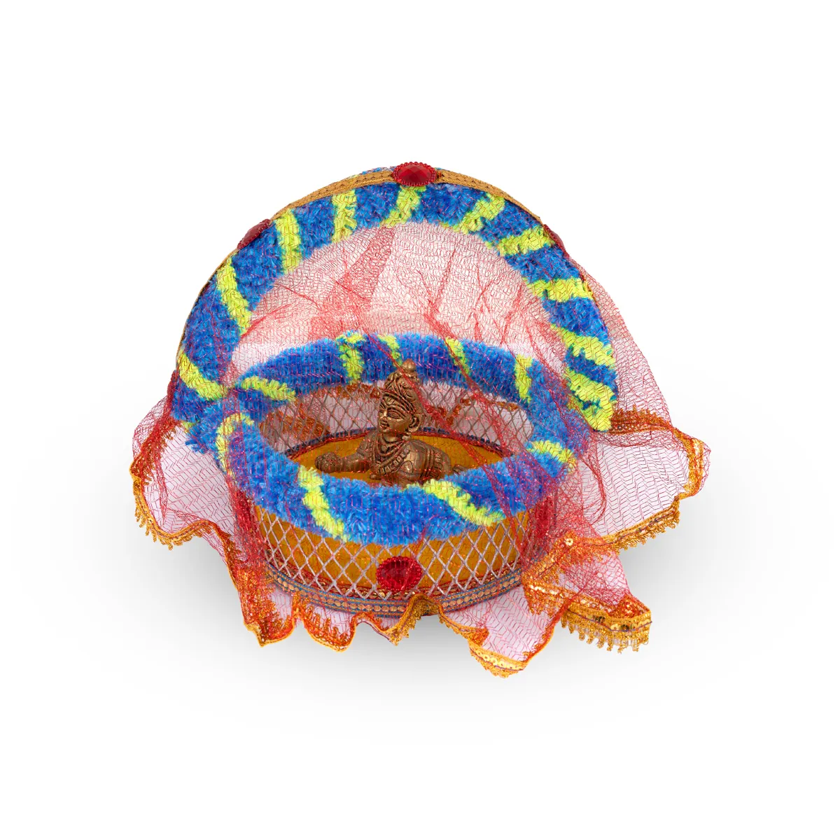 Laddu Gopal Basket With Handle - 8.5 x 8 Inches | Kanha Ji Ki Tokri/ Carry Basket for Little Krishna - Image 2