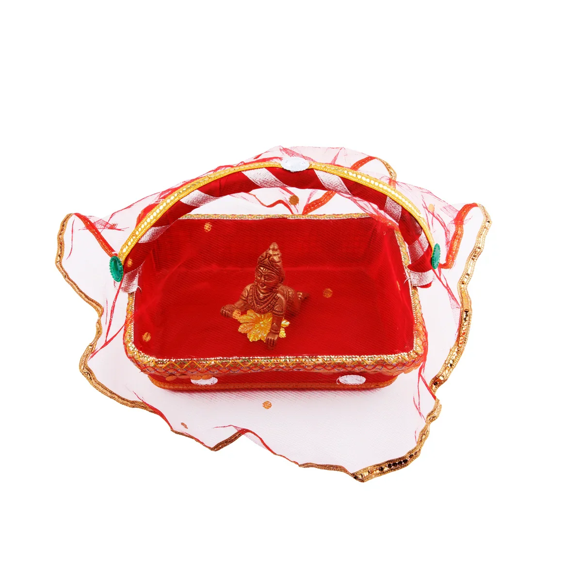Lord Krishna Carry Basket with Handle - 8 x 10 Inches | Tokri Basket for Laddu Gopal - Image 4