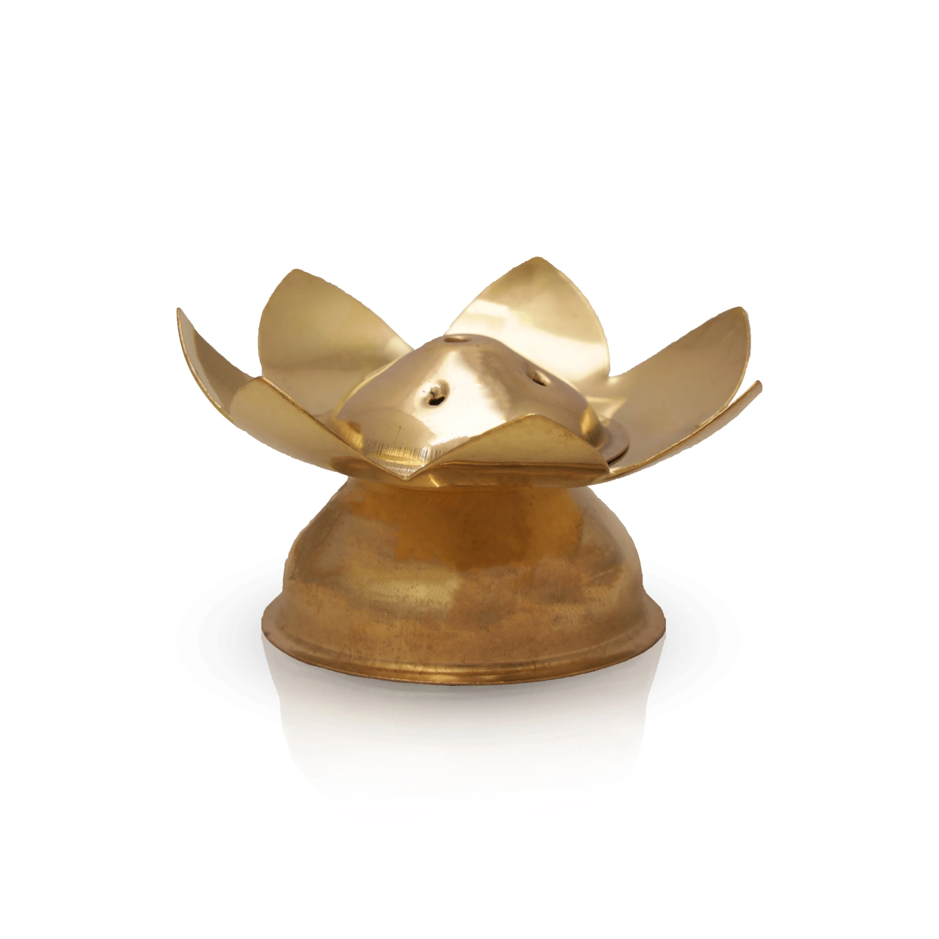 Lotus Design Incense Holder With Base - 1.5 x 3 Inches | Brass Agarbathi Stand/ Agarbatti Stand for Pooja - Image 3