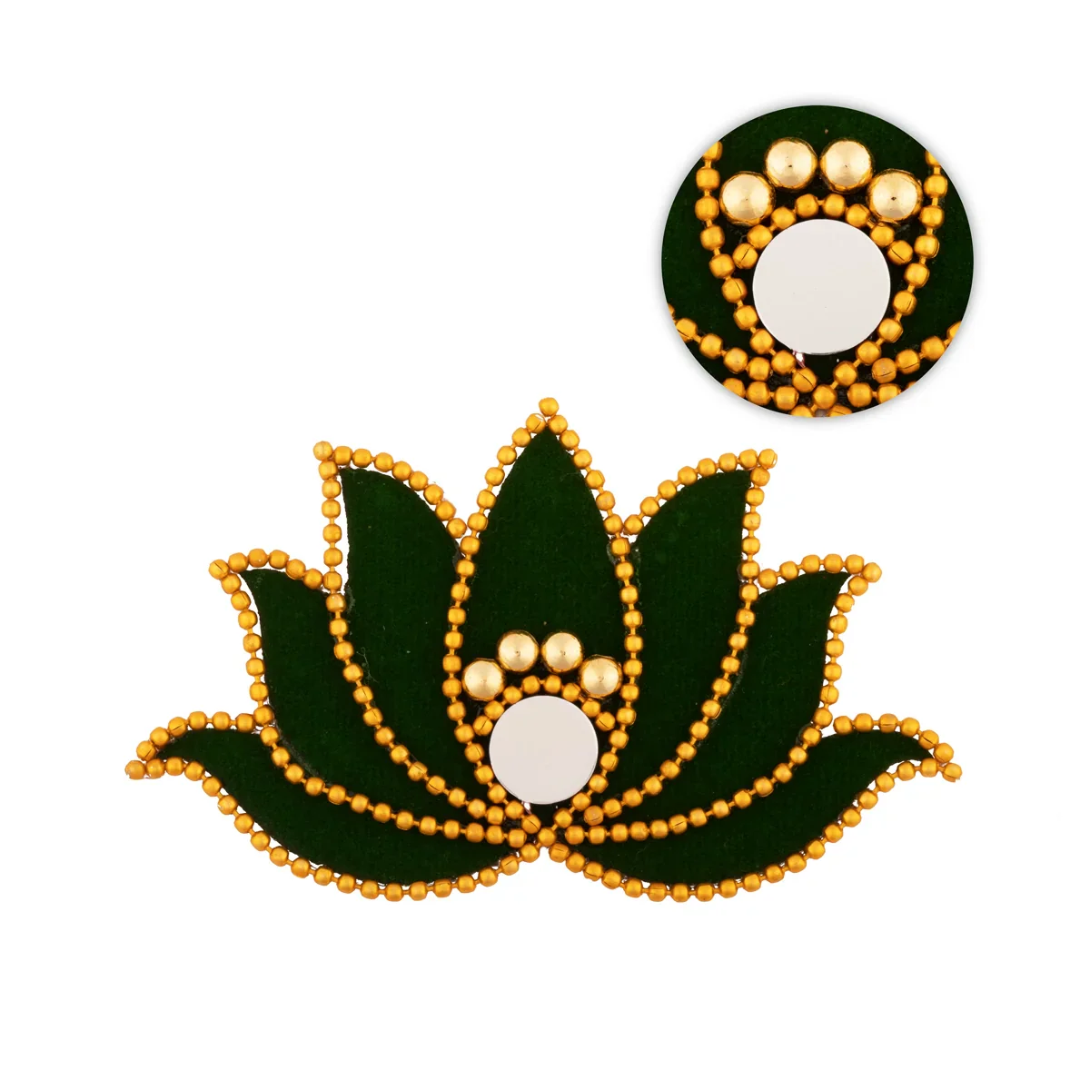 Lotus Design Rangoli - 2 x 3.5 Inches | Velvet Lotus Muggulu/ Artificial Lotus Rangoli for Pooja Room Decor - Image 3