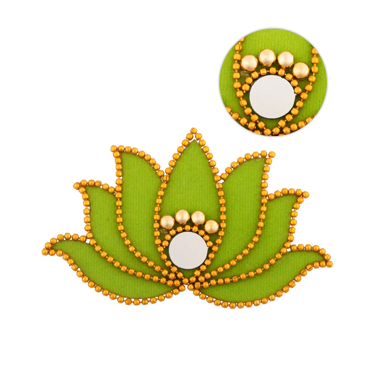 Lotus Design Rangoli - 2 x 3.5 Inches | Velvet Lotus Muggulu/ Artificial Lotus Rangoli for Pooja Room Decor - Image 4