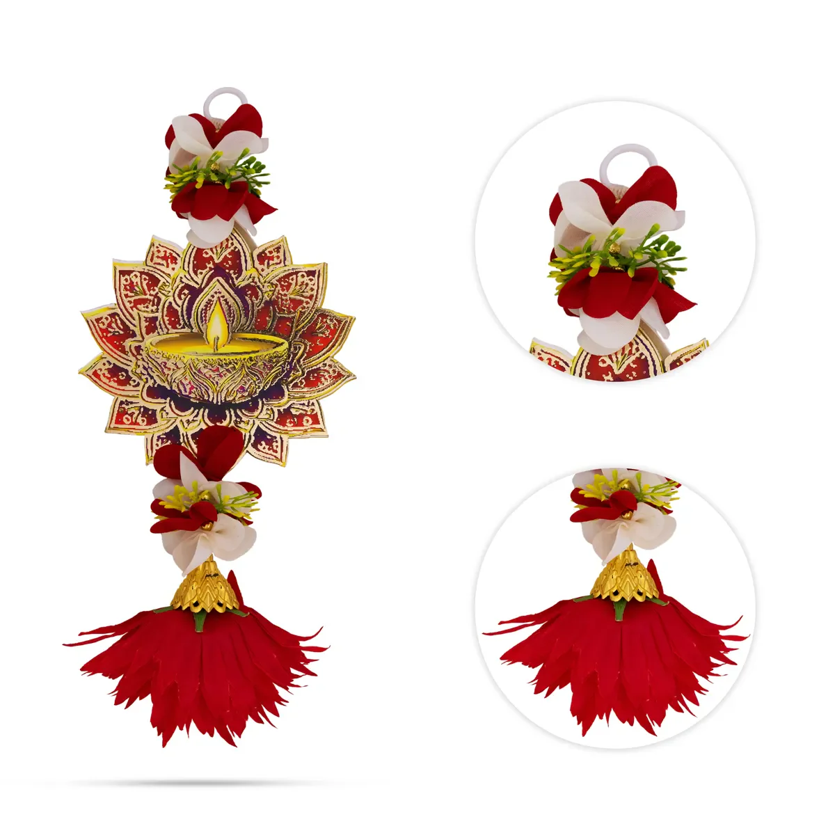 Lotus Design Toran - 11 Inches | Beads Design Thoranam/ Bandanwar/ Door Hanging Toran For Home Entrance - Image 2