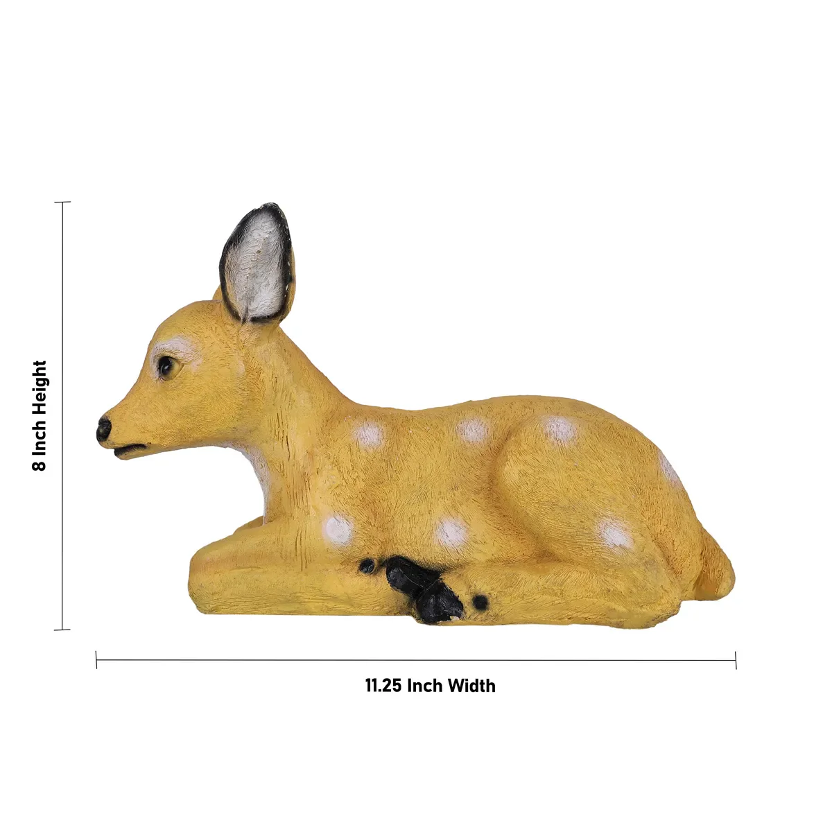 Lying Deer Statue - 8 X 11.25 Inches | Resin Deer Figurine/ Deer Sculpture Showpiece For Elegant Garden Decor - Image 4