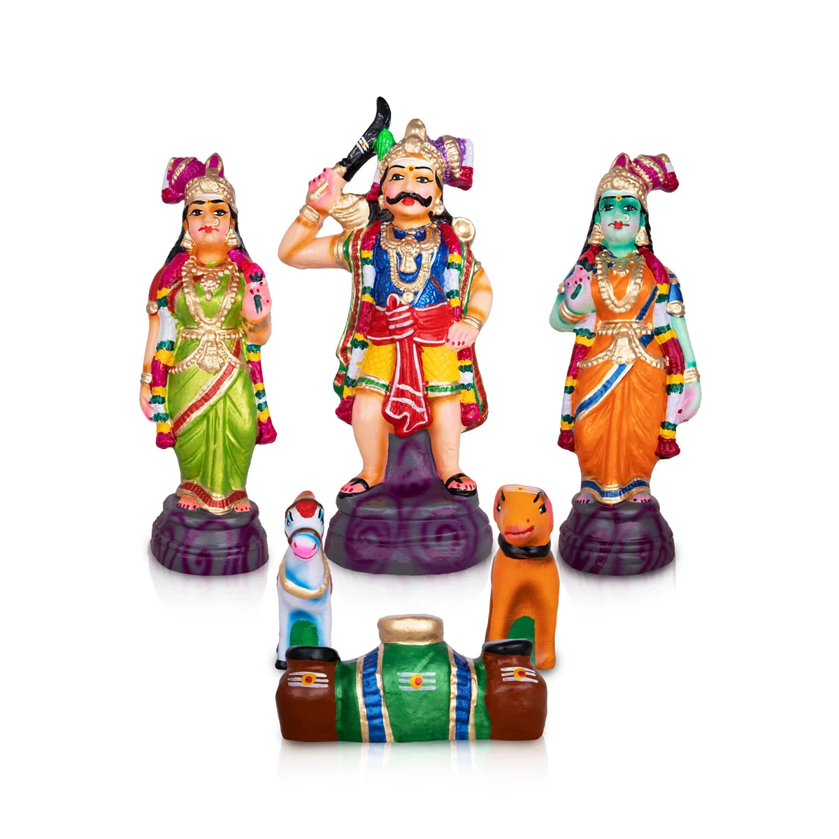 Madurai Veeran Clay Golu Bommai Set - 14 X 7 Inches | Navaratri Gombe/ Giri Golu Doll/ Navratri Decor