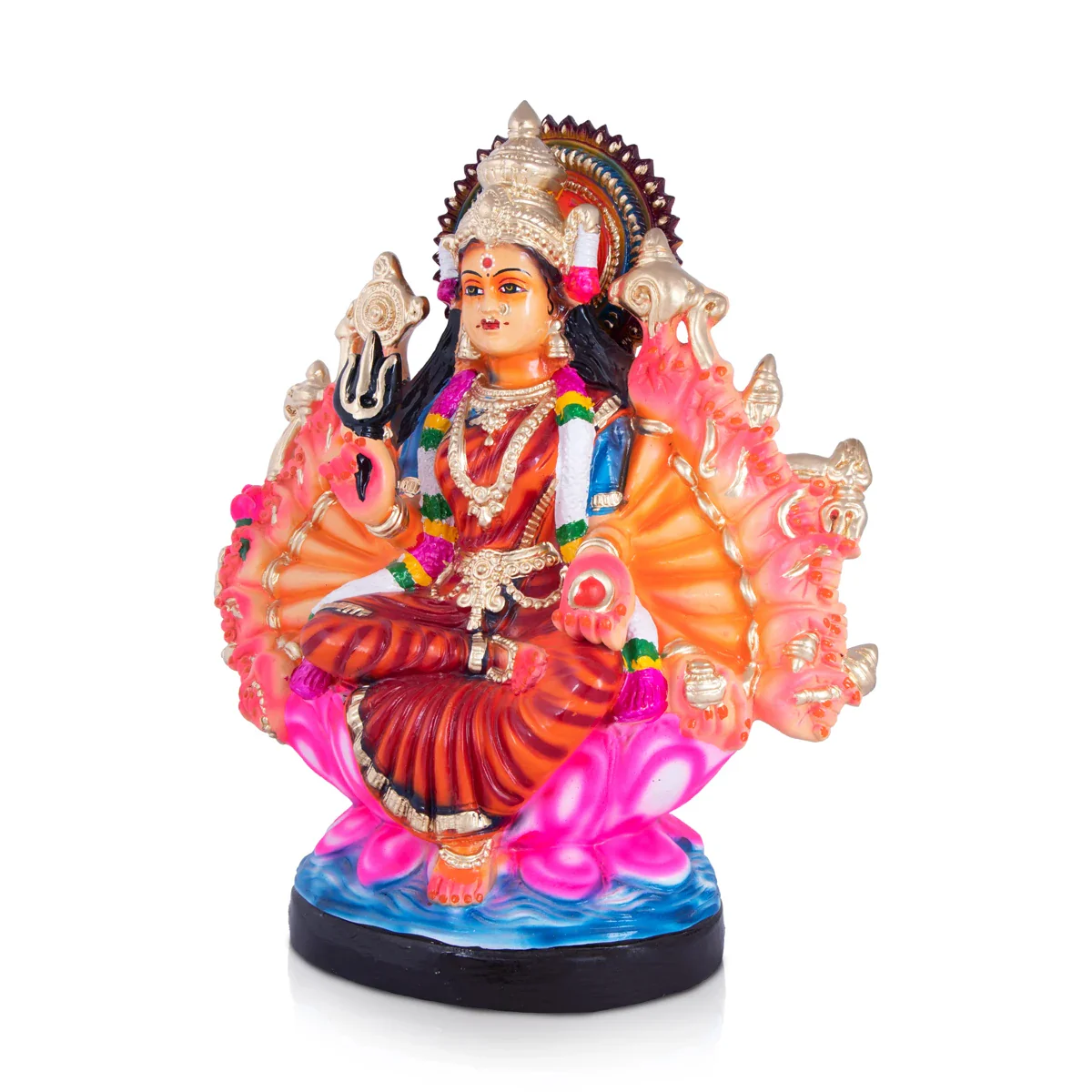 Maha Laxmi Devi with 18 Hands Paper Mache Golu Bommai - 20 x 16 Inches | Giri Golu Doll/ Navaratri Golu Bomma/Gombe/Bommai - Image 3