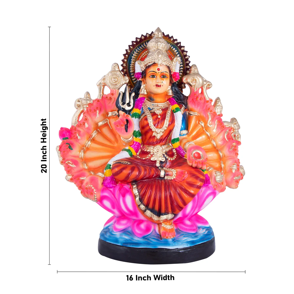 Maha Laxmi Devi with 18 Hands Paper Mache Golu Bommai - 20 x 16 Inches | Giri Golu Doll/ Navaratri Golu Bomma/Gombe/Bommai - Image 4
