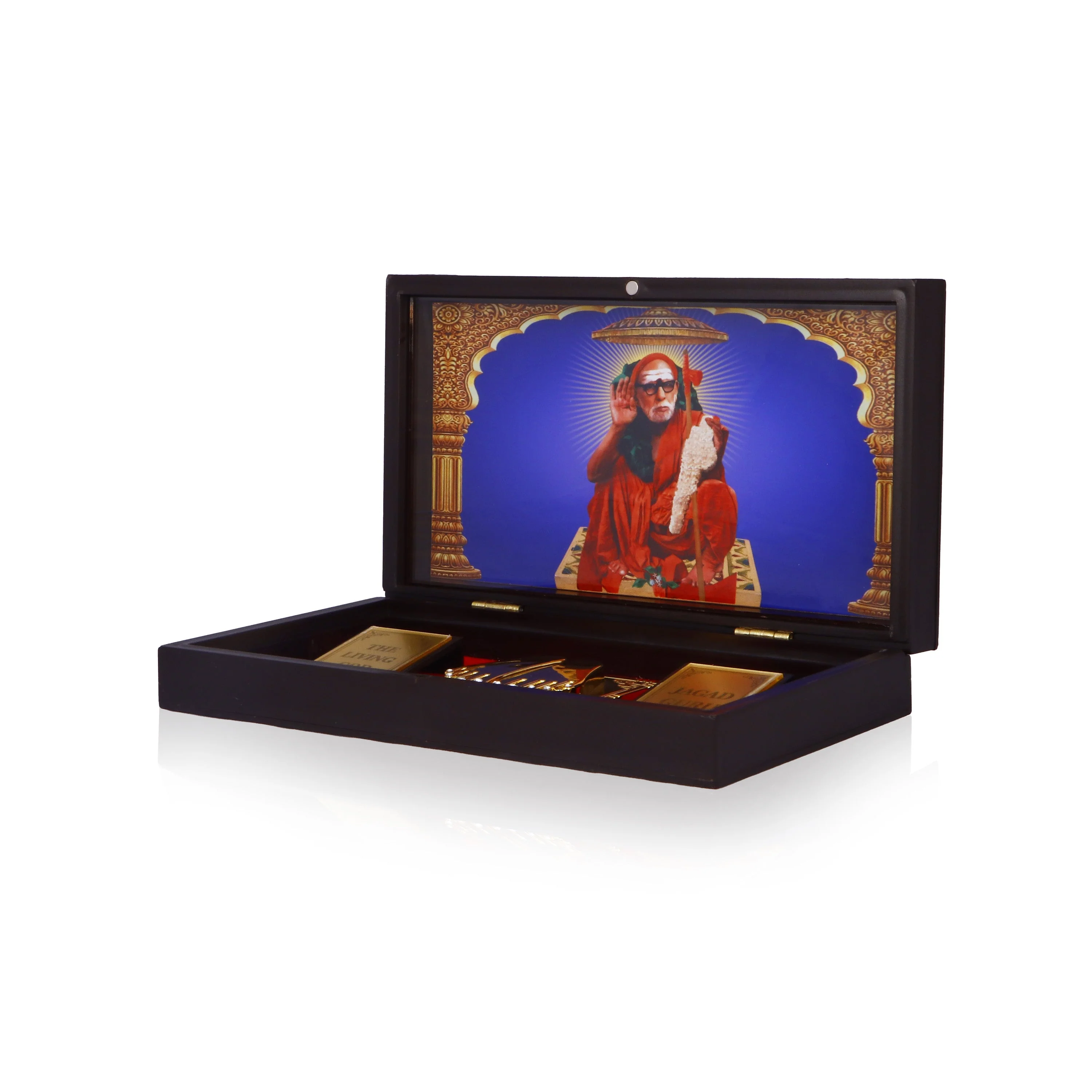 Maha Periyava Design Pooja Box - 1.5 X 8.5 X 4.75 Inches Padham Box/ Charan Paduka Box For Temple & Pooja - Image 3