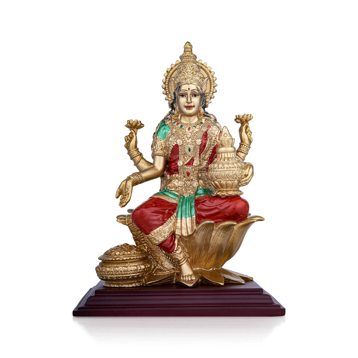 Lakshmi Idol Sitting On Lotus - 8 x 5.5 Inches | Resin Statue/ Laxmi Idol/ Laxmi Murti for Pooja - Image 2