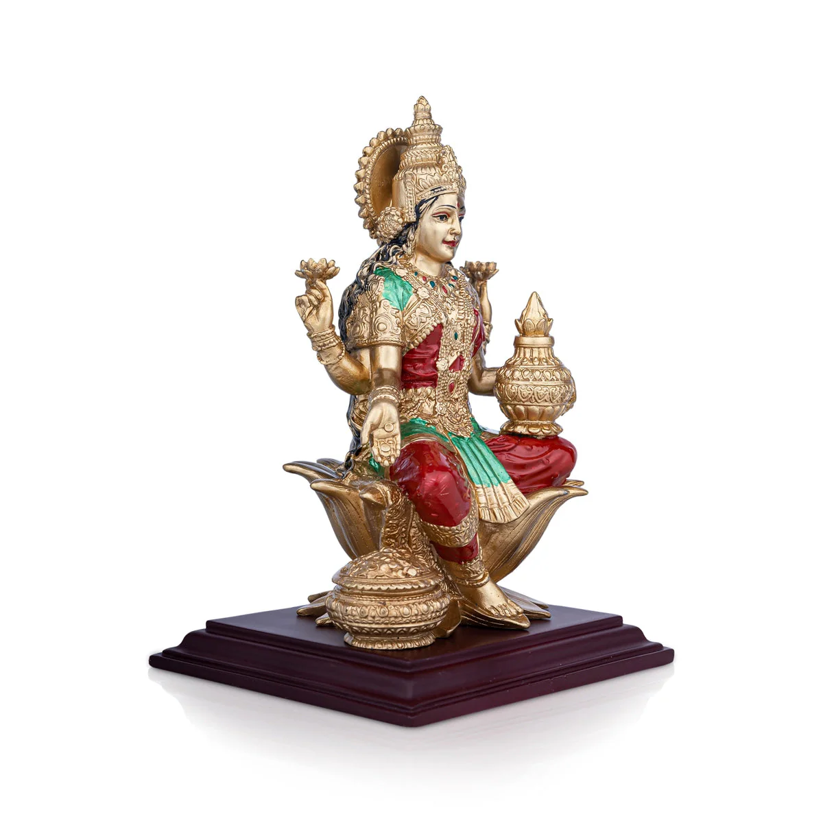 Lakshmi Idol Sitting On Lotus - 8 x 5.5 Inches | Resin Statue/ Laxmi Idol/ Laxmi Murti for Pooja - Image 3
