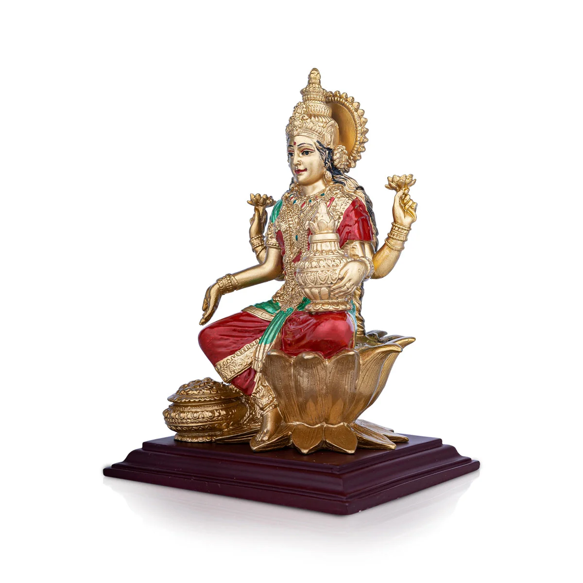 Lakshmi Idol Sitting On Lotus - 8 x 5.5 Inches | Resin Statue/ Laxmi Idol/ Laxmi Murti for Pooja - Image 4