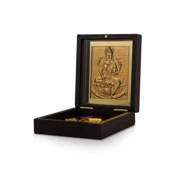 Mahalakshmi Design Pooja Box - 1.5 X 4 X 4.5 Inches | Charan Paduka Box/ Laxmi Puja Box For Home - Image 3