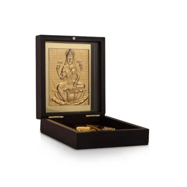 Mahalakshmi Design Pooja Box - 1.5 X 4 X 4.5 Inches | Charan Paduka Box/ Laxmi Puja Box For Home - Image 4