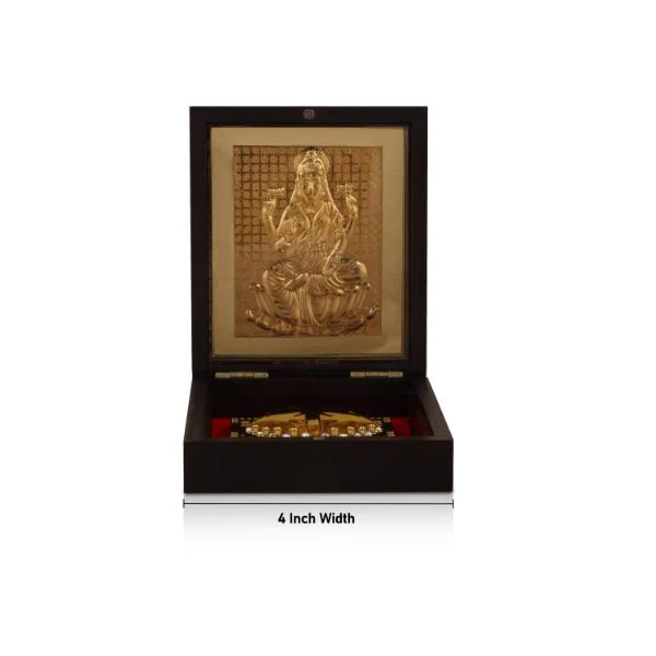 Mahalakshmi Design Pooja Box - 1.5 X 4 X 4.5 Inches | Charan Paduka Box/ Laxmi Puja Box For Home - Image 5