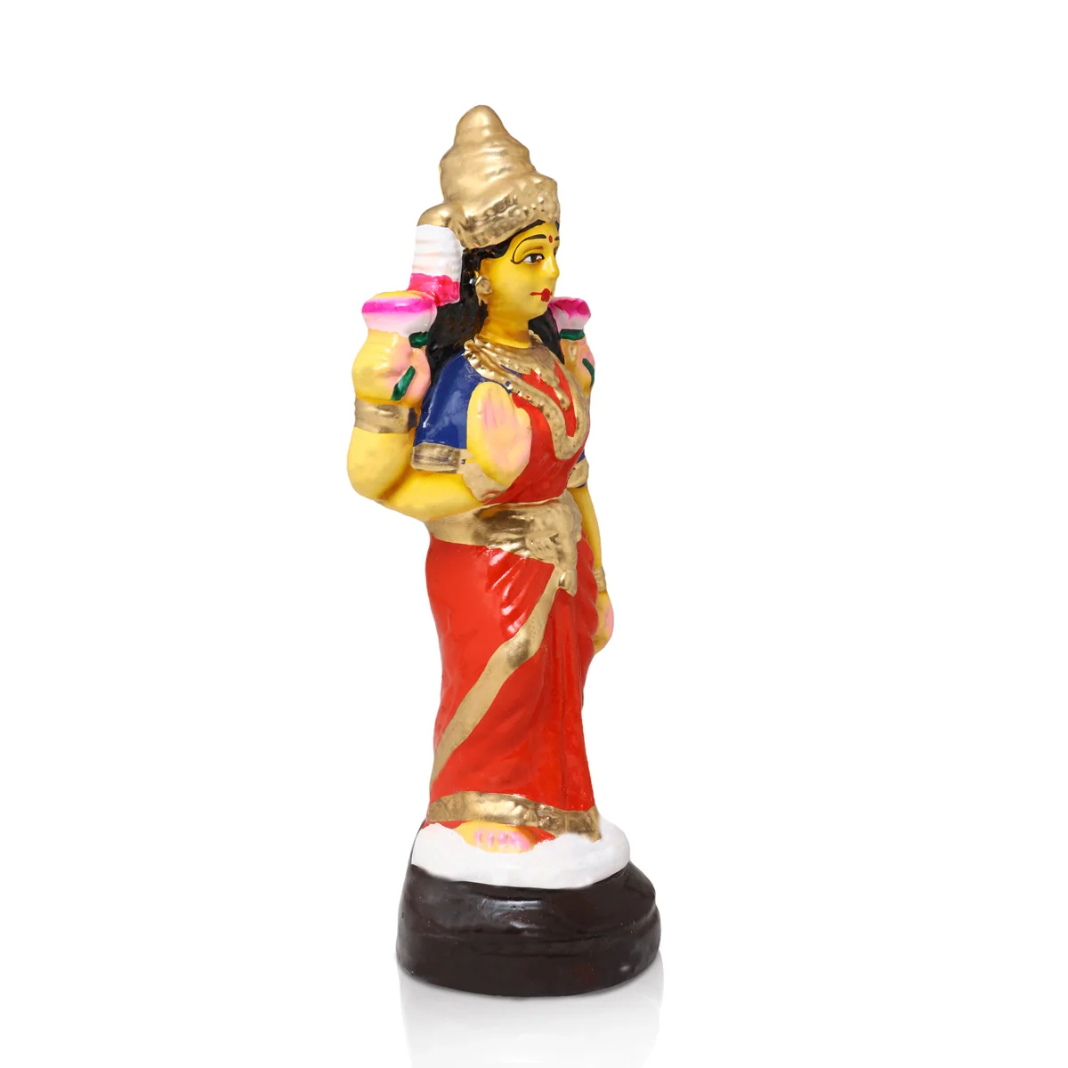 Mahavishnu Lakshmi Clay Golu Bommai Pair - 10 x 4 Inches | Giri Golu Doll/ Navaratri Golu Bomma/Gombe/Bommai - Image 2