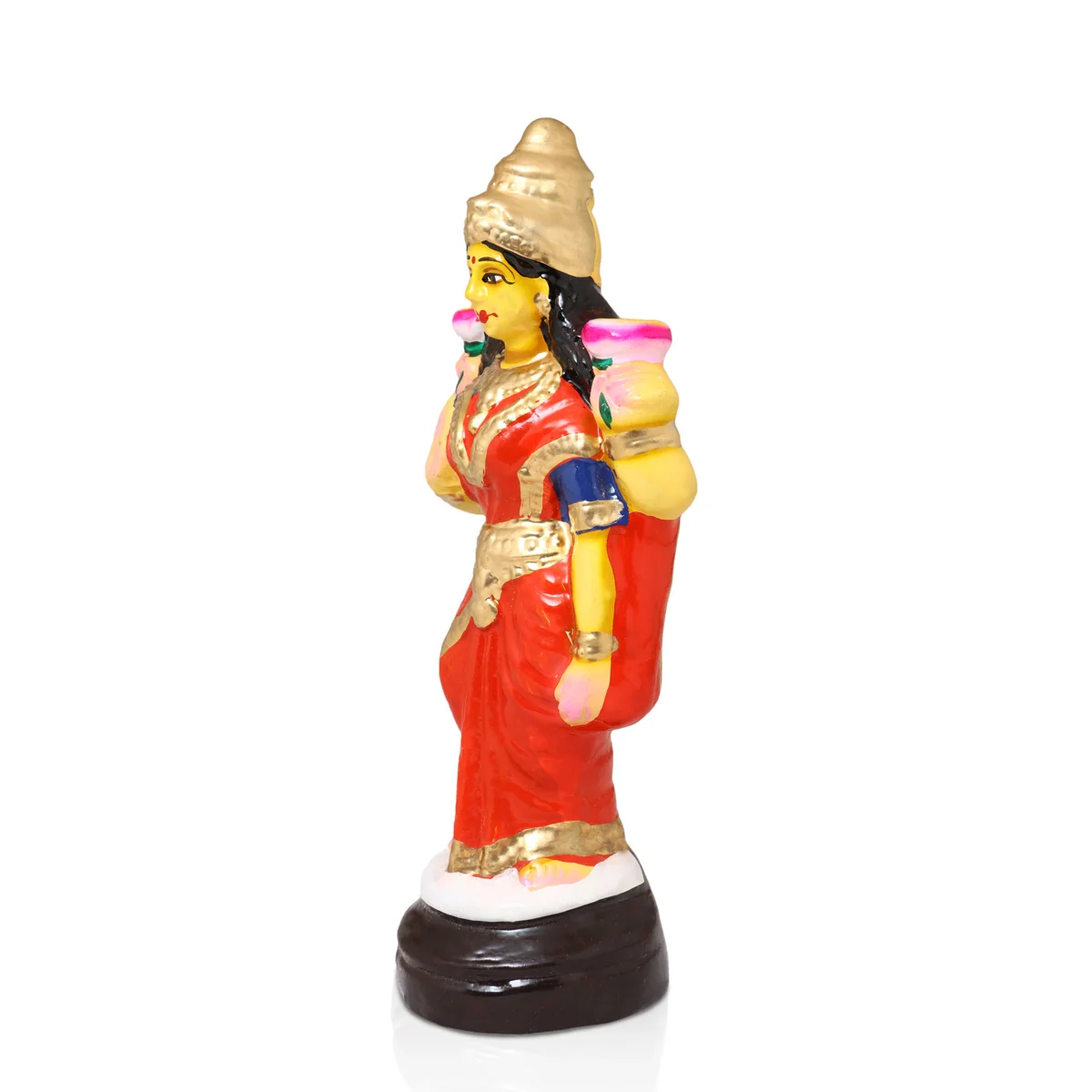 Mahavishnu Lakshmi Clay Golu Bommai Pair - 10 x 4 Inches | Giri Golu Doll/ Navaratri Golu Bomma/Gombe/Bommai - Image 3