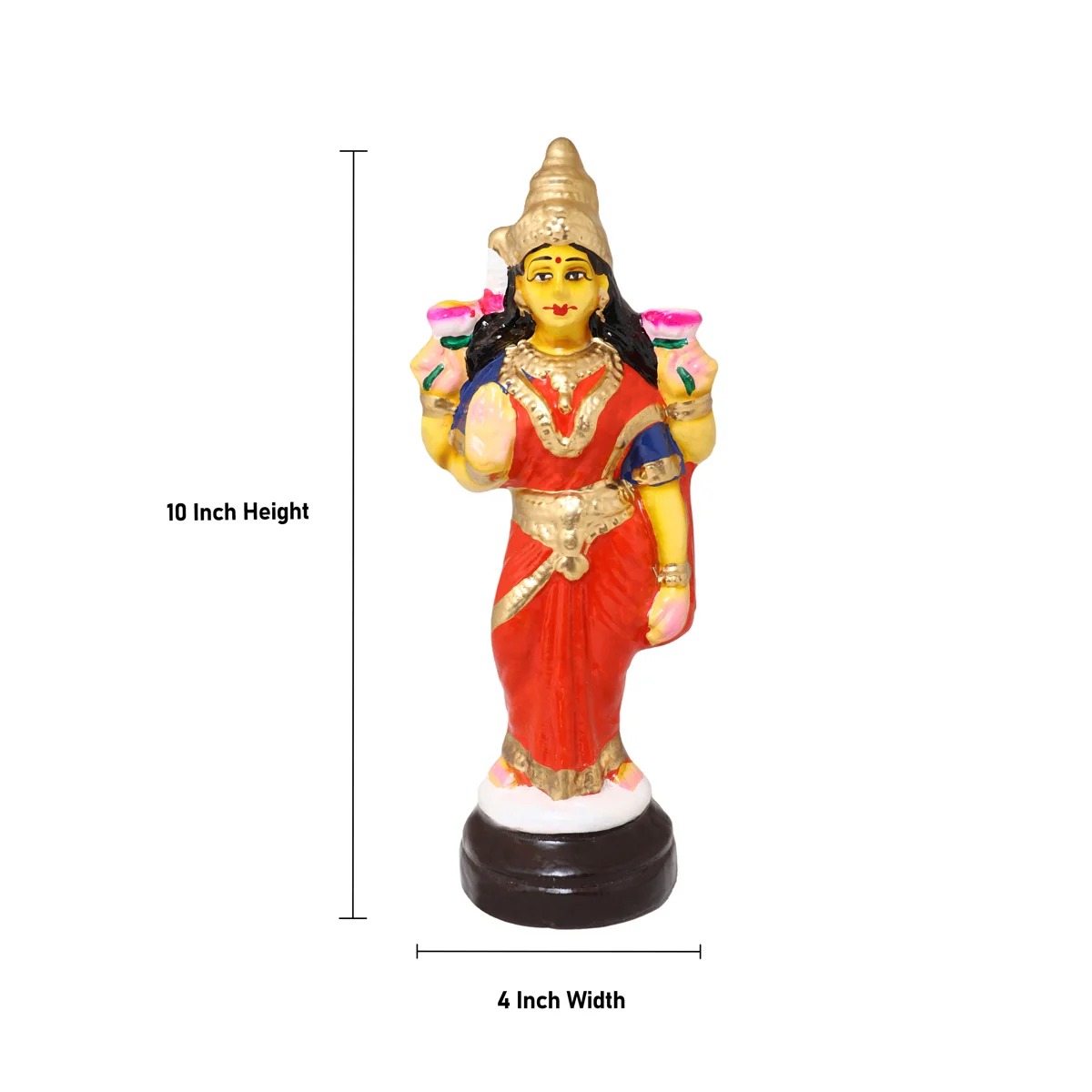 Mahavishnu Lakshmi Clay Golu Bommai Pair - 10 x 4 Inches | Giri Golu Doll/ Navaratri Golu Bomma/Gombe/Bommai - Image 5