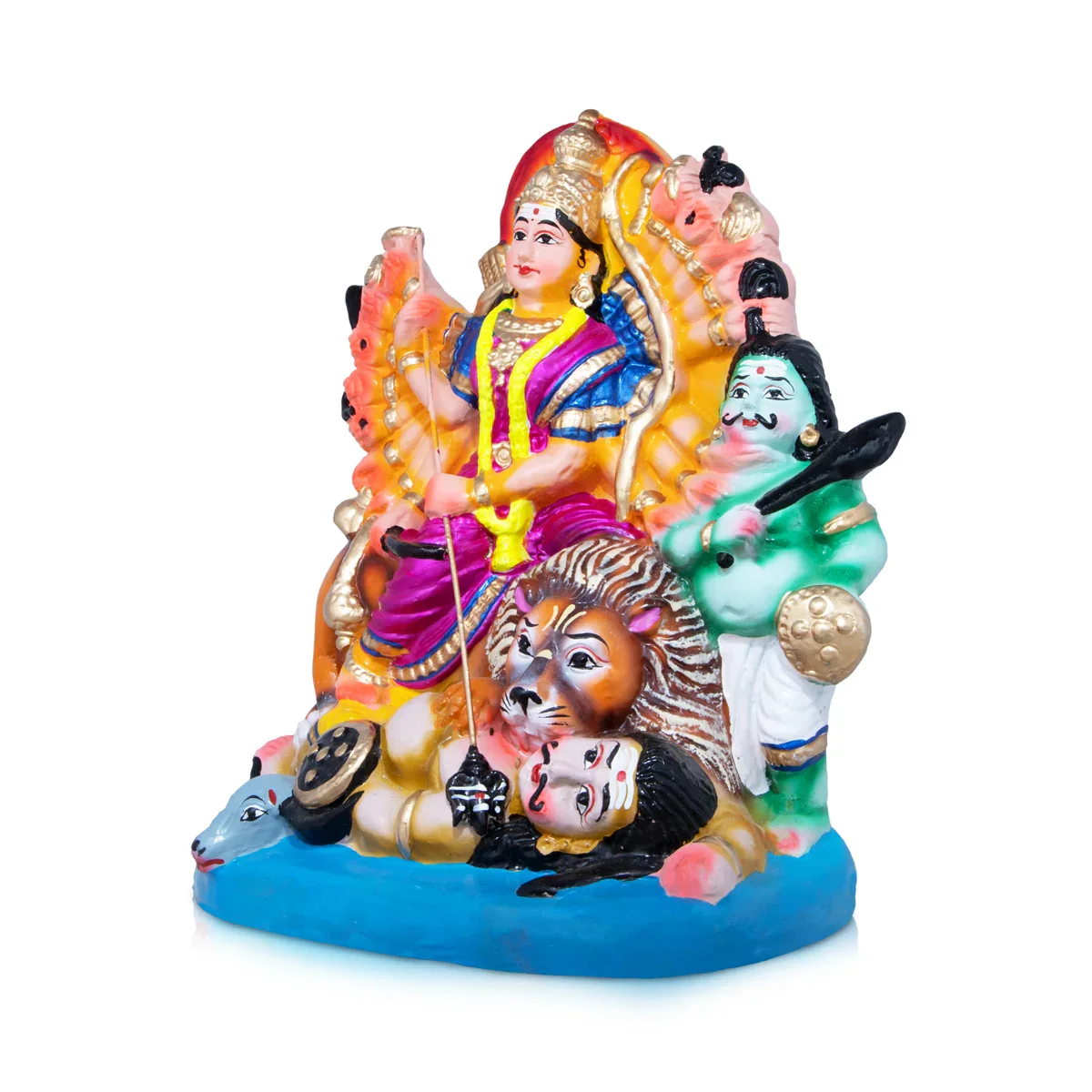 Mahishasuramardini Clay Golu Bommai - 18 x 11 Inches | Giri Golu Doll/ Navaratri Golu Bomma/Gombe/Bommai - Image 3