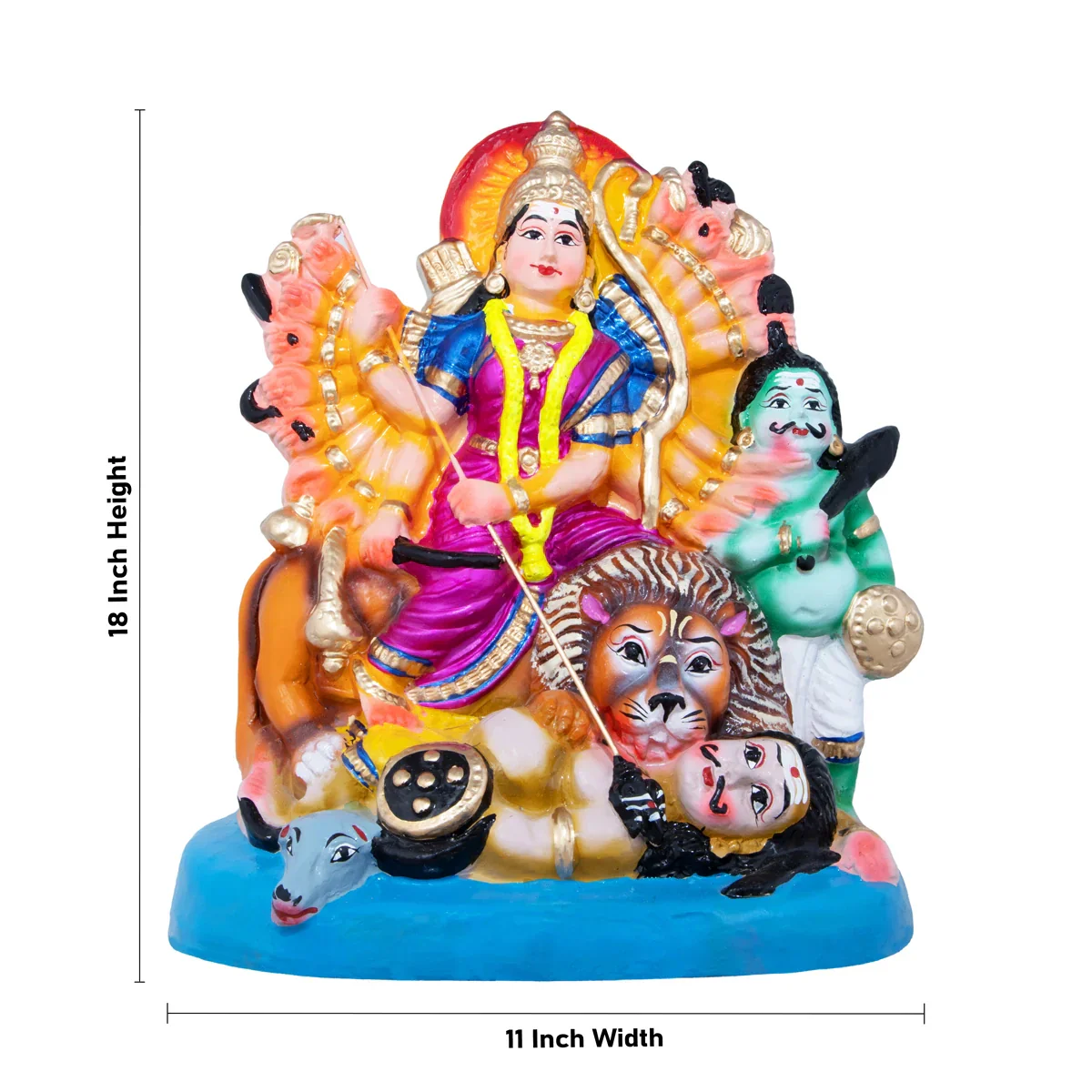 Mahishasuramardini Clay Golu Bommai - 18 x 11 Inches | Giri Golu Doll/ Navaratri Golu Bomma/Gombe/Bommai - Image 5