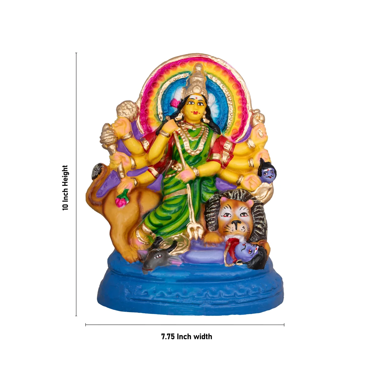 Mahishasuramardini Durga Idol Clay Golu Bommai- 10 X 7.75 Inches | Giri Golu Doll/Navaratri Gombe/Navratri Decor - Image 2