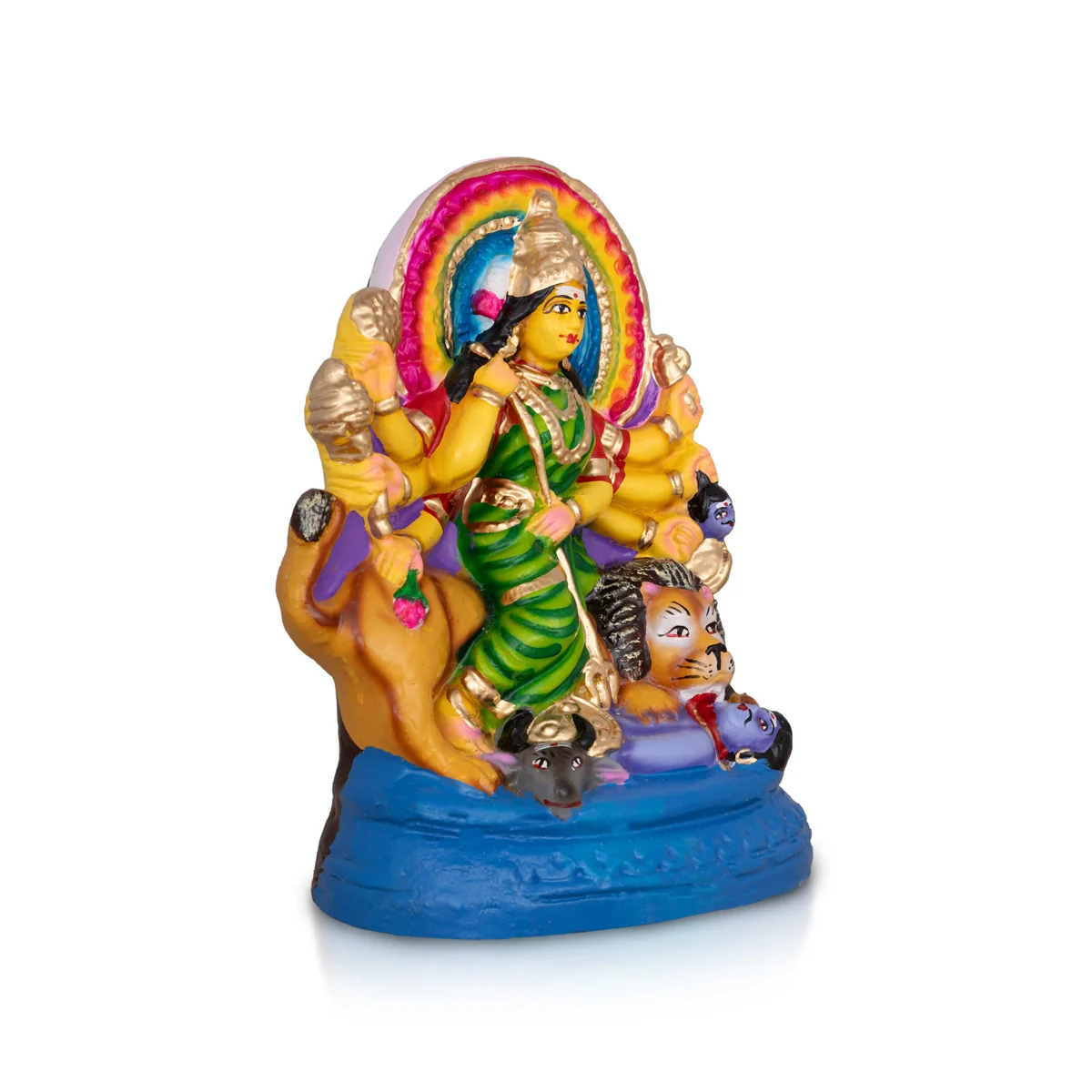 Mahishasuramardini Durga Idol Clay Golu Bommai- 10 X 7.75 Inches | Giri Golu Doll/Navaratri Gombe/Navratri Decor - Image 3