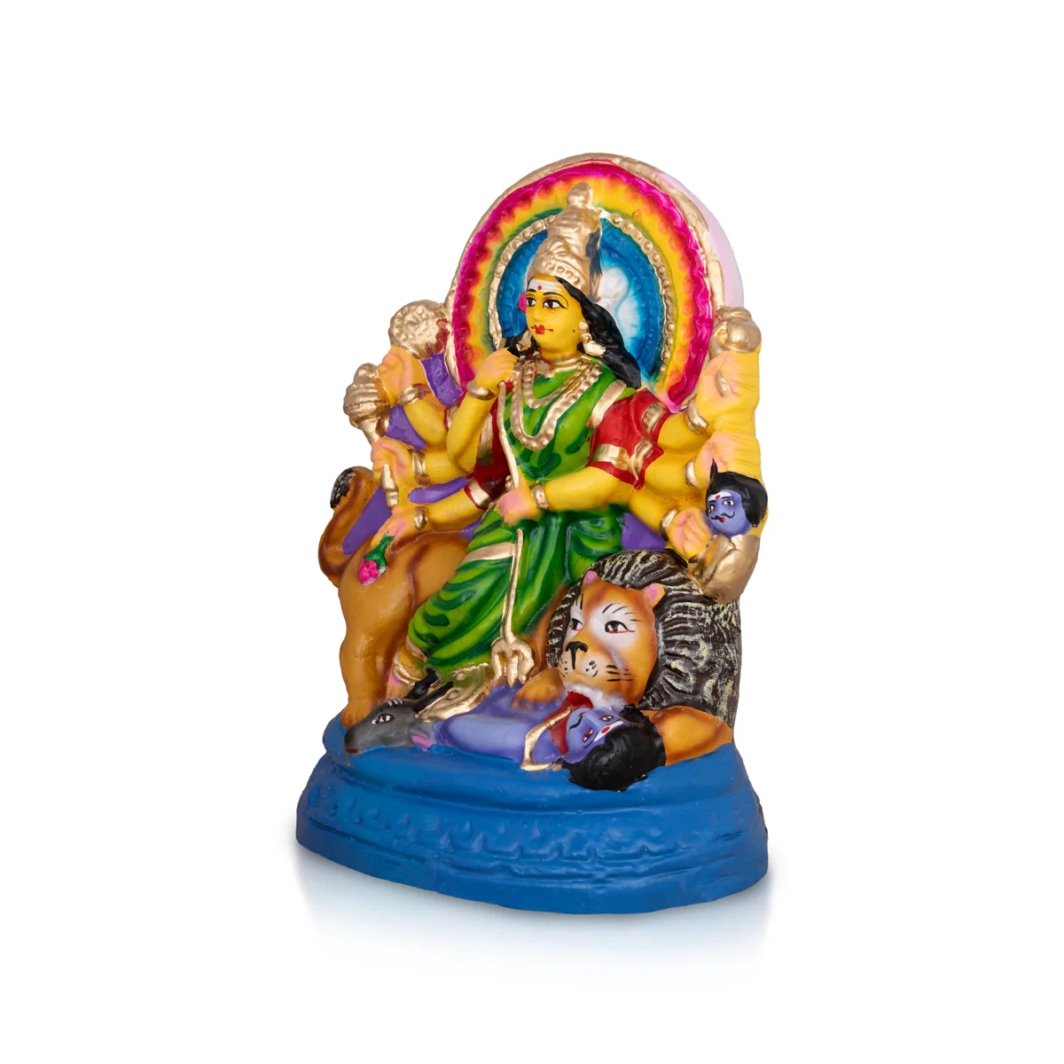 Mahishasuramardini Durga Idol Clay Golu Bommai- 10 X 7.75 Inches | Giri Golu Doll/Navaratri Gombe/Navratri Decor - Image 4