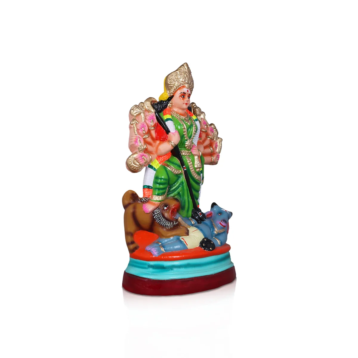 Mahishasuramardini Durga Clay Golu Bommai - 14 Inches | Giri Golu Doll/ Navaratri Golu Bomma/Gombe/Bommai - Image 3