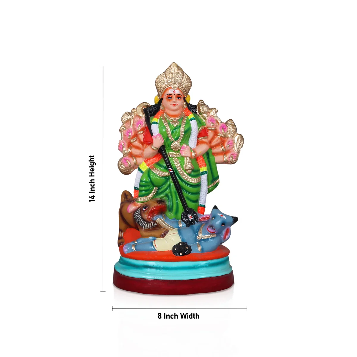 Mahishasuramardini Durga Clay Golu Bommai - 14 Inches | Giri Golu Doll/ Navaratri Golu Bomma/Gombe/Bommai - Image 5