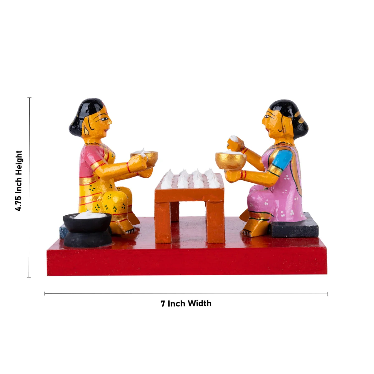 Making Fryums Kondapalli Toy - 4.75 X 7 Inches | Handmade Showpiece/ Vadiyalu Wooden Statue For Home Decor - Image 5
