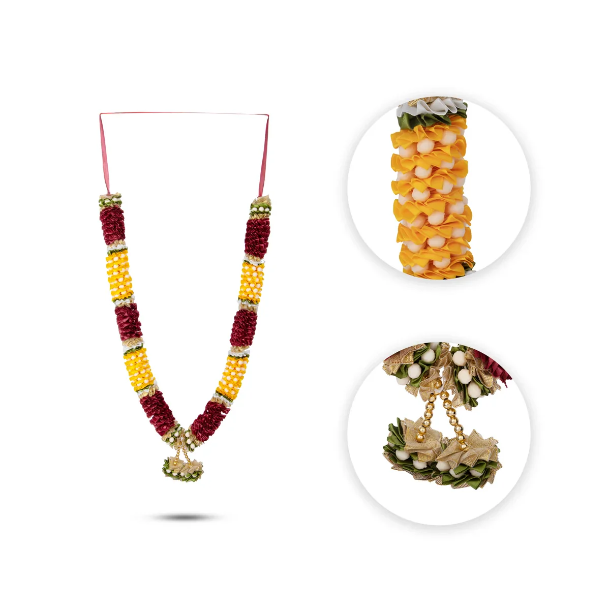 Mala - 22 Inches | Satin Artificial Flower/ Garland for Photo Frame - Image 3