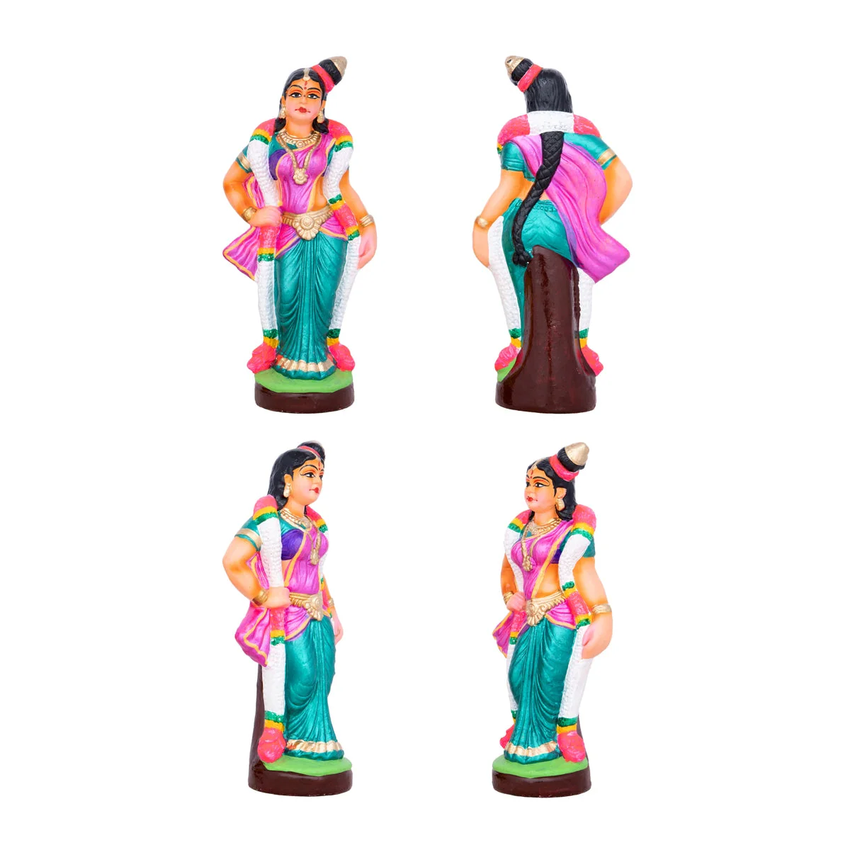 Malai Soodi Kodutha Andal Clay Golu Bommai Set - 11 x 4.5 Inches | Giri Golu Doll/ Navaratri Golu Bomma/Gombe/Bommai - Image 3