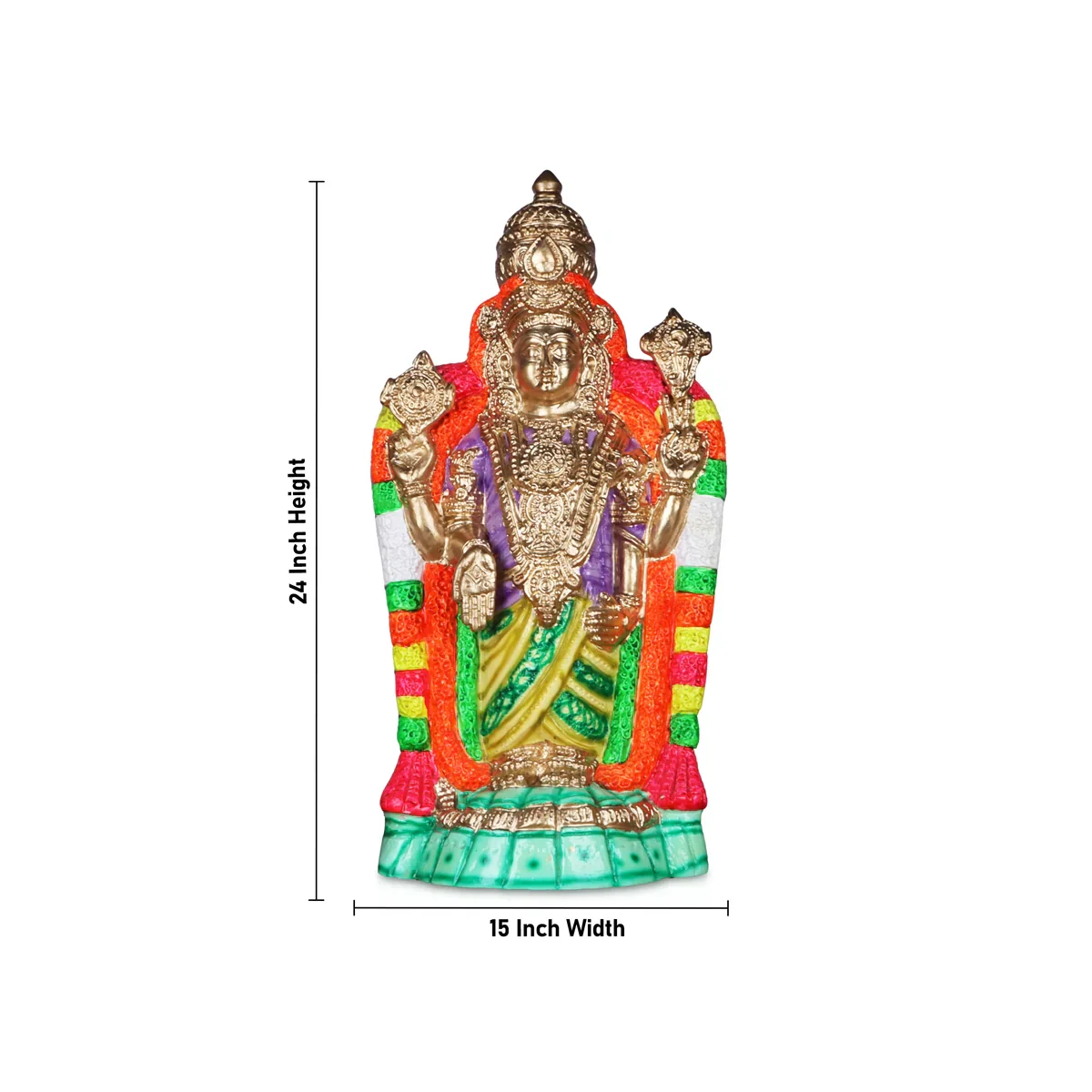 Malayappaswamy Sridevi Bhudevi Paper Mache Golu Bommai - 24 Inches | Giri Golu Doll/ Navaratri Golu Bomma/Gombe/Bommai - Image 6
