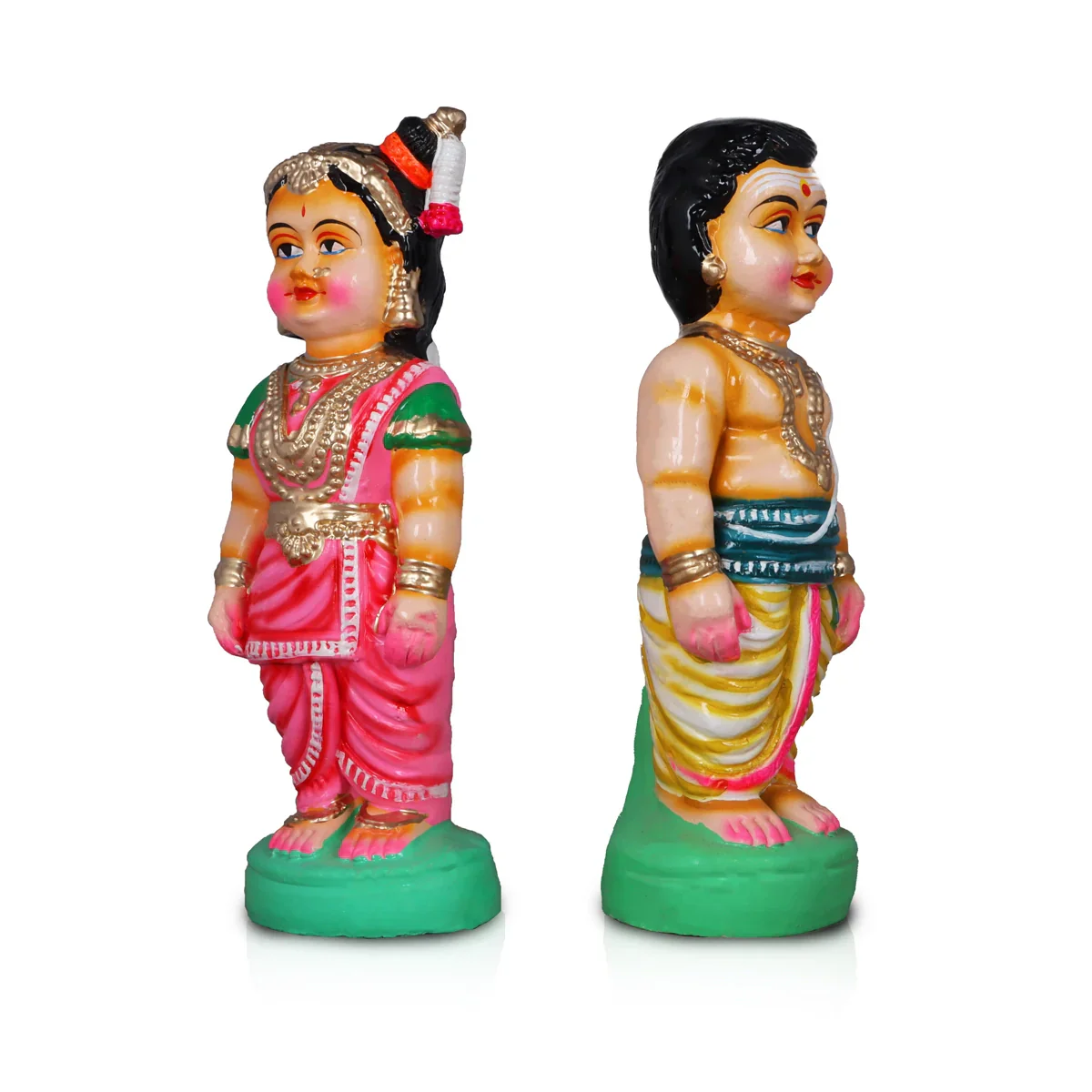 Mama Mami Clay Golu Bommai Pair - 12 Inches | Giri Golu Doll/ Navaratri Golu Bomma/Gombe/Bommai - Image 3