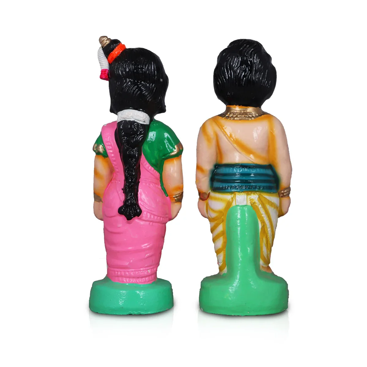 Mama Mami Clay Golu Bommai Pair - 12 Inches | Giri Golu Doll/ Navaratri Golu Bomma/Gombe/Bommai - Image 4