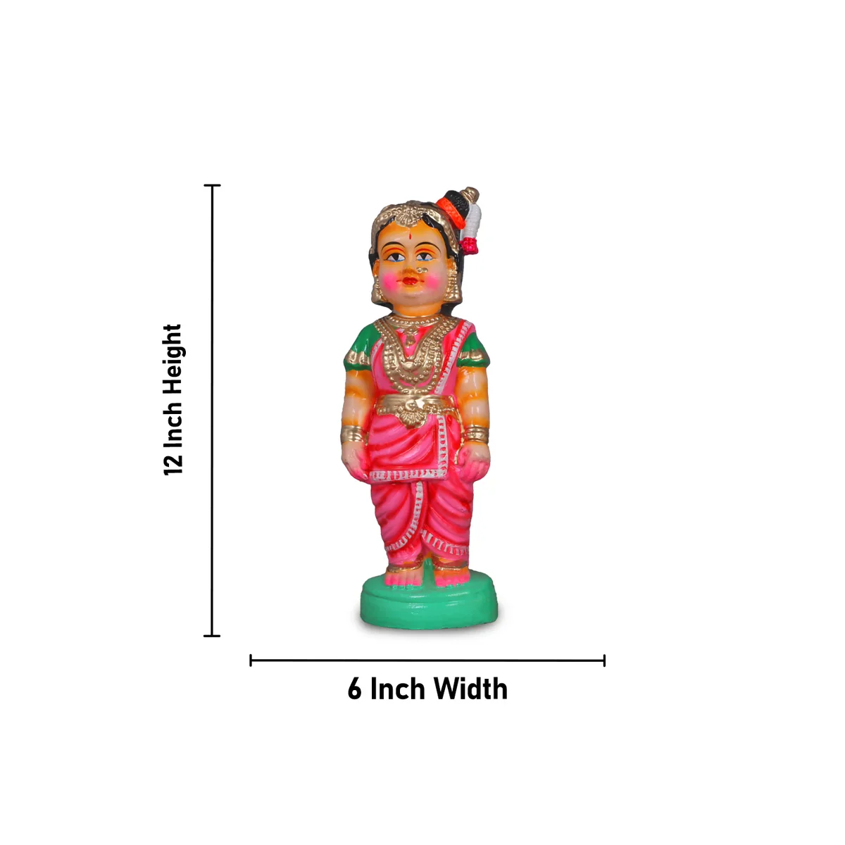 Mama Mami Clay Golu Bommai Pair - 12 Inches | Giri Golu Doll/ Navaratri Golu Bomma/Gombe/Bommai - Image 6