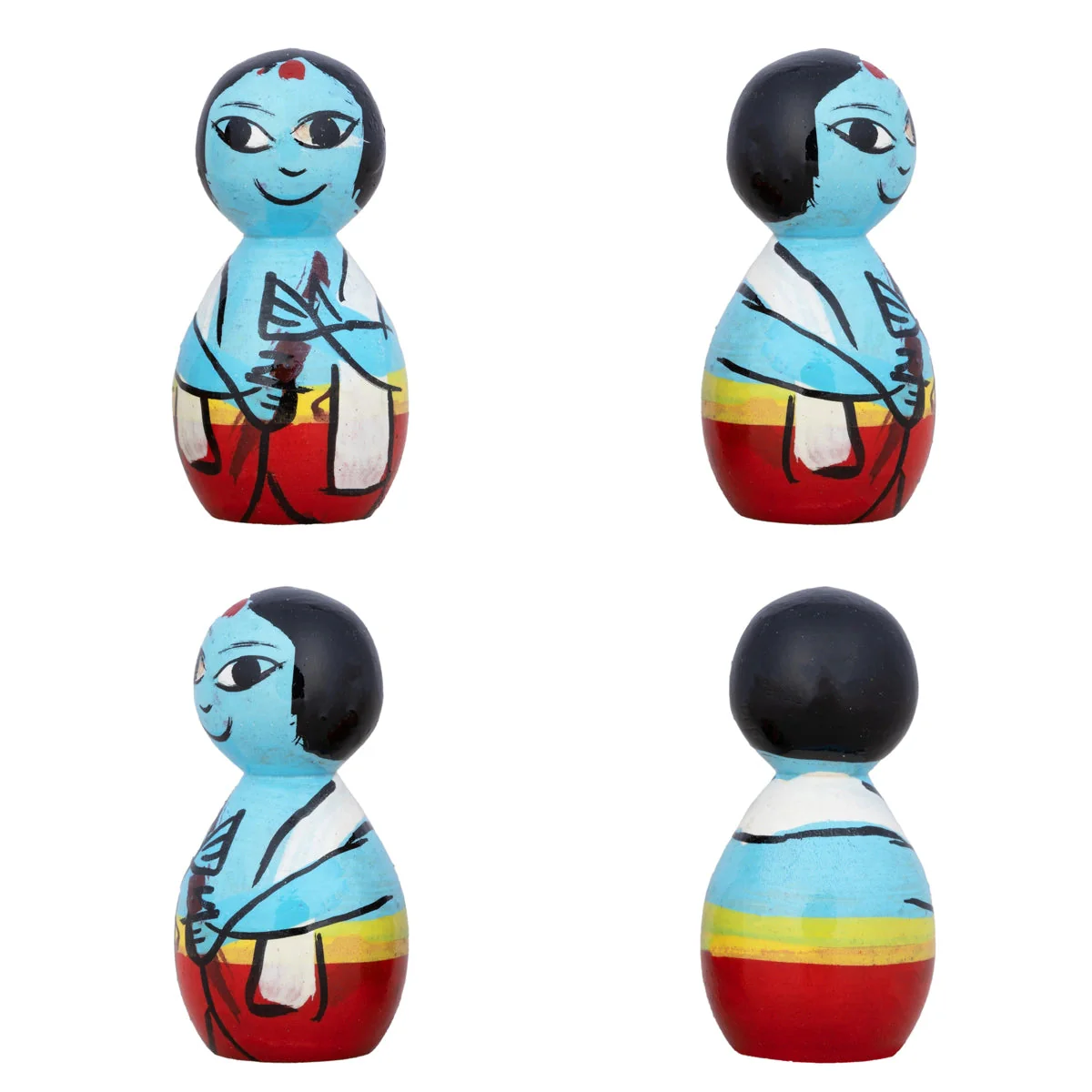 Mama Mami Pair - 2 x 0.75 Inches | Kolu Bommai/ Kondapalli Toy/ Wood Sculpture for Home Decoration - Image 3
