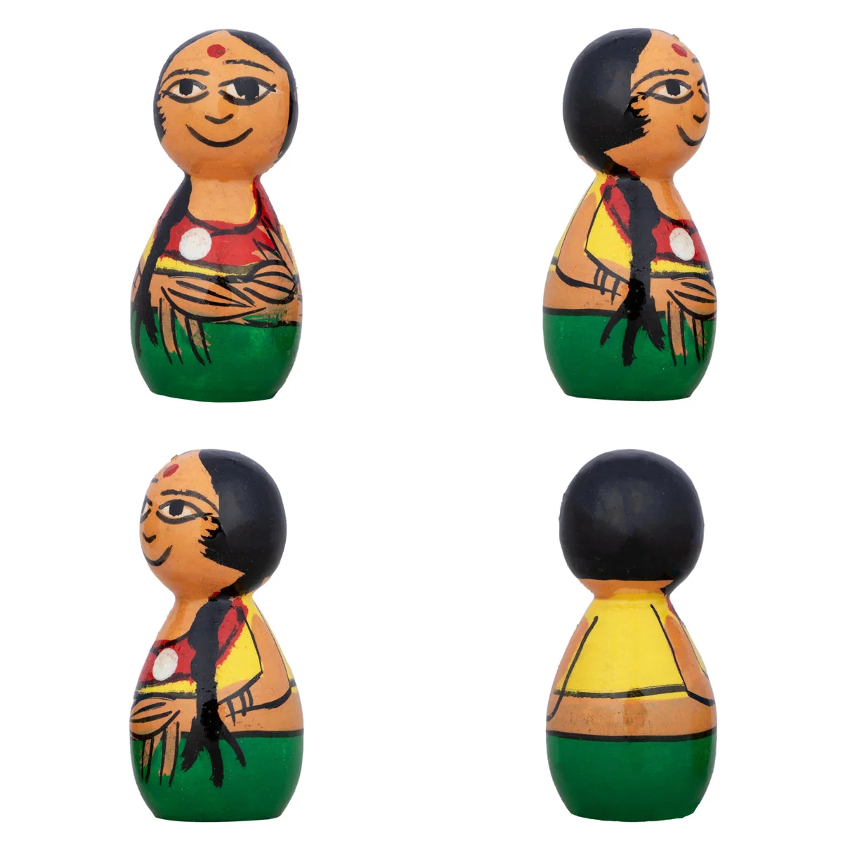 Mama Mami Pair - 2 x 0.75 Inches | Kolu Bommai/ Kondapalli Toy/ Wood Sculpture for Home Decoration - Image 4