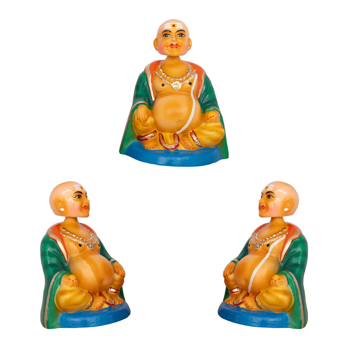 Mama Mami Paper Mache Golu Bommai Pair - 8.5 X 6.5 Inches | Giri Golu Doll/ Navaratri Gombe/ Navratri Décor - Image 3