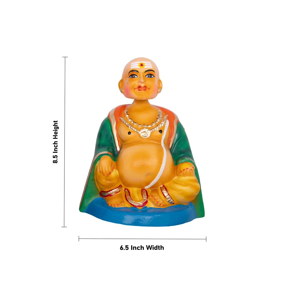Mama Mami Paper Mache Golu Bommai Pair - 8.5 X 6.5 Inches | Giri Golu Doll/ Navaratri Gombe/ Navratri Décor - Image 4
