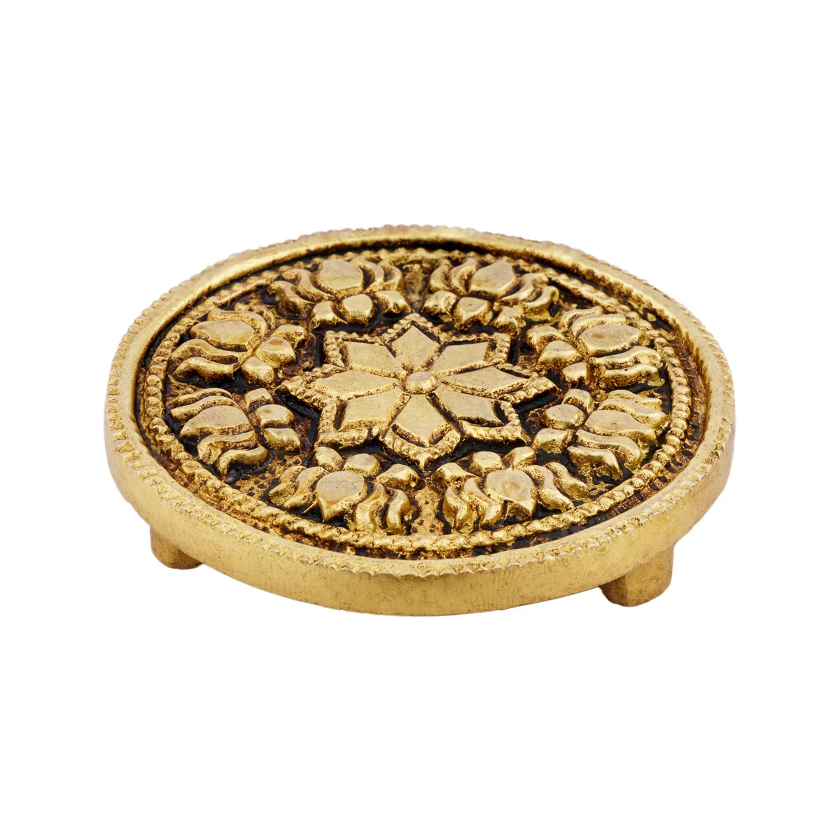 Manai Palagai - 0.5 x 3 Inches | Antique Brass Chowki/ Patla for Pooja/ 200 Gms Approx - Image 2