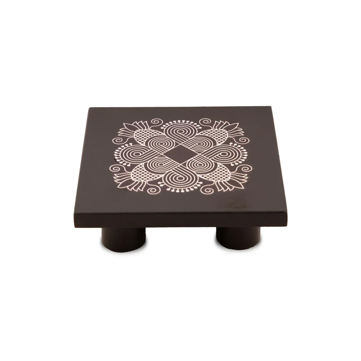 Manai Palagai - 1.25 x 4 x 4 Inches | Mata Ki Chowki/ Square Wooden Patla/ Rangoli Design Bajot for Pooja/ 100 Gms Approx - Image 3