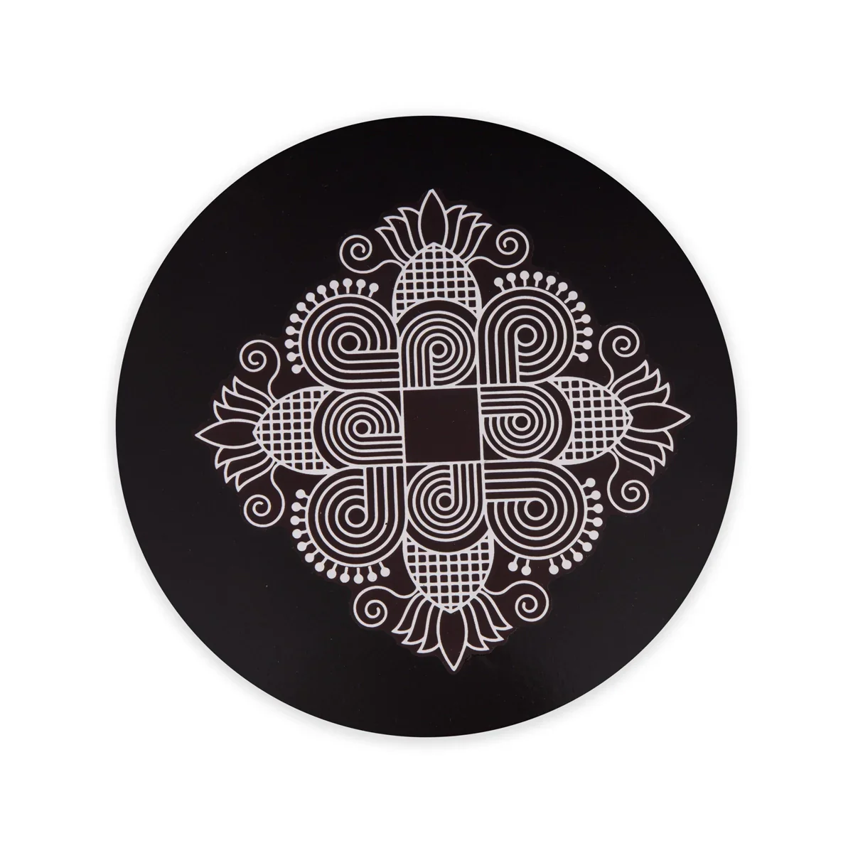 Manai Palagai - 1.25 x 5 Inches | Mata Ki Chowki/ Round Wooden Patla/ Rangoli Design Bajot for Pooja/ 130 Gms Approx - Image 2