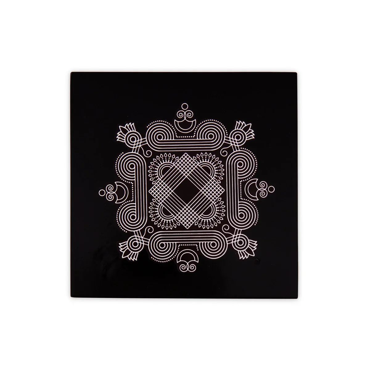 Manai Palagai - 1.25 x 5 x 5 Inches | Mata Ki Chowki/ Square Wooden Patla/ Rangoli Design Bajot for Pooja/ 150 Gms Approx - Image 2